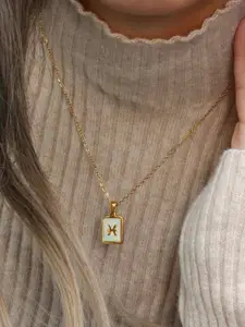 SALTY Gold & White Sign of the Stars Zodiac Scorpio Pendant With Chain