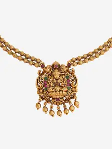 Kushal's Fashion Jewellery Copper Gold-Plated Antique Necklace