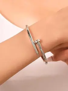 DressBerry Set of 3 Rose Gold & Silver-Plated Stainless Steel Anti Tarnish Kada Bracelets