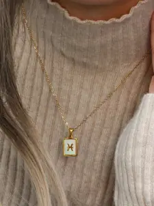 SALTY Gold & White Sign of the Stars Zodiac Virgo Pendant With Chain