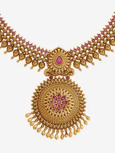 Kushal's Fashion Jewellery Copper Gold-Plated Antique Necklace