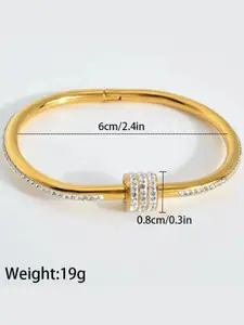 DressBerry Women 2 American Diamond Rose Gold-Plated Kada Bracelet