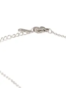 DressBerry Silver-Plated Stainless Steel CA-Studded Angel Wing Heart Pendant & Chain