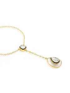 Isharya Brass 18KT Gold-Plated Crystals Stone Studded Tidal Treasures Drop Necklace