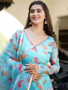 BAESD Floral Printed Semi-Stitched Lehenga & Unstitched Blouse With Dupatta