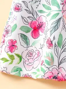 INCLUD Girls Floral Printed Flutter Sleeve Fit & Flare Dress