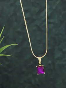 V FASHION JEWELLERY Gold-Plated Artificial Stones Studded Pendant With Chain