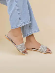 NELCOZ Women Textured Open Toe Flats