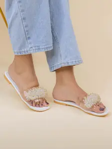 NELCOZ Women Embellished Open Toe Flats