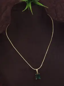 V FASHION JEWELLERY Gold-Plated Stone Studded Pendant With Chain
