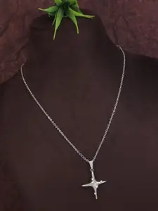 V FASHION JEWELLERY Silver-Plated Plus Pendant with Chain
