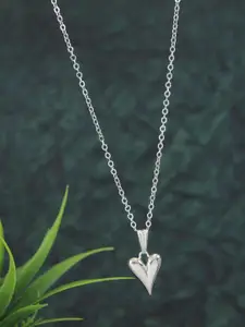 V FASHION JEWELLERY Silver-Plated Heart Shaped Pendants With Chains