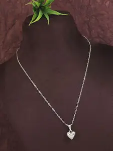 V FASHION JEWELLERY Silver-Plated Heart Charm Pendant With Chain