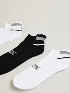 max Men Pack Of 3 Striped Ankle-length Socks
