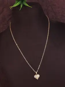 V FASHION JEWELLERY Gold-Plated Heart Shaped Pendant With Chain