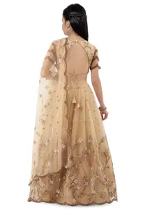 BAESD Girls Embroidered Thread Work Semi-Stitched Lehenga & Unstitched Blouse With Dupatta