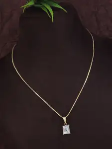 V FASHION JEWELLERY Gold-Plated Studded Studded Pendant With Chain