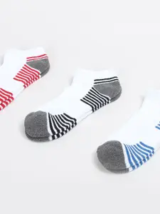 max Men Pack Of 3 Striped Ankle-length Socks