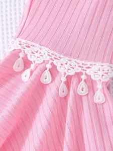 INCLUD Girls Self Design Round Neck Top With Trousers