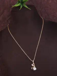 V FASHION JEWELLERY Gold-Plated Contemporary Pendant With Chain