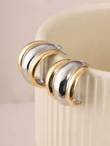 PALMONAS Stainless Steel Gold-Plated Contemporary Hoop Earrings