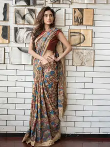 Mitera Floral Pure Cotton Saree With Blouse Piece