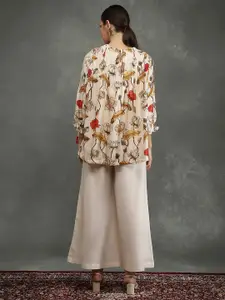 Biba by Rohit Bal Floral Printed Top With Palazzo