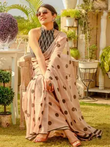 Mitera Polka Dot Printed Pure Cotton Saree