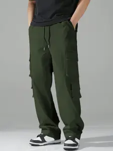 BAESD Men Relaxed Fit Mid-Rise Cotton Cargos