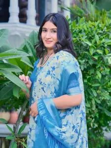 Mitera Floral Printed Pure Cotton Saree