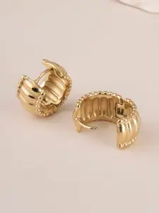 PALMONAS Stainless Steel Gold-Plated Contemporary Hoop Earrings