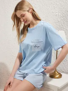 Trendyol Printed Pure Cotton Night suit