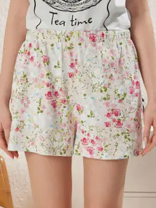 Trendyol Women Pure Cotton Printed T-shirt & Shorts Night suits