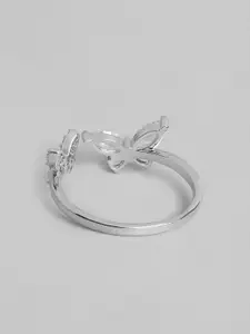 DressBerry Butterfly-Shaped Stone-Studded Adjustable Finger Ring