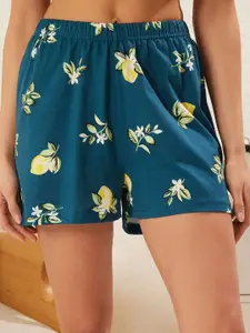 Trendyol Women Printed Pure Cotton T-shirt and Shorts Night suit