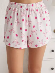 Trendyol Pembe Women Printed Pure Cotton Night suit