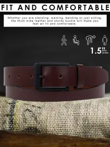 LOOPA Men Textured Leather Formal Belt