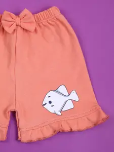 V-Mart Girls Pack of 2 Printed High-Rise Cotton Shorts