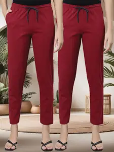 Kryptic Women Pack of 2 Mid-Rise Pure Cotton Regular Fit Lounge Pants