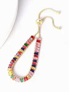 Peora Gold-Plated Baguette Stone Studded Wraparound Bracelet