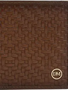 Da Milano Men Geometric Textured Leather Two Fold Wallet