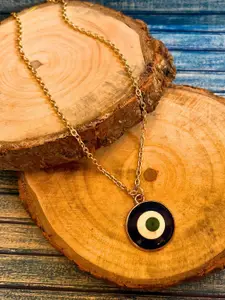 DressBerry Gold-Plated Circular Shaped Evil Eye Pendant With Chain
