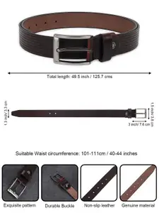 LOOPA Men Striped Leather Formal Belt