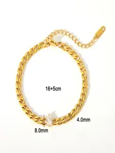 AQUASTREET 18K Gold Plated Waterproof Anti-Tarnish Tear Drop Stone Chain Link Bracelet
