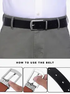 LOOPA Men Textured Leather Formal Belt