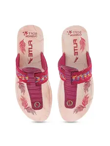 FLITE Women Textured Open Toe Flip Flops with Laser Cuts