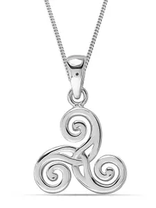 LeCalla 925 Sterling Silver Rhodium-Plated Celtic Shaped Pendant With Chain
