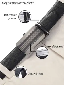 LOOPA Men Textured Leather Slider Buckle Formal Belt