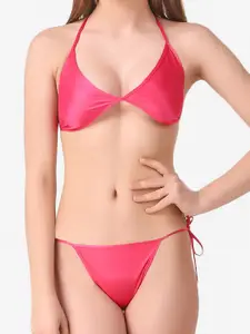 Dreambe Women Satin Nighty with Robe  Top with Pyjama Bra with Panty Nightdress