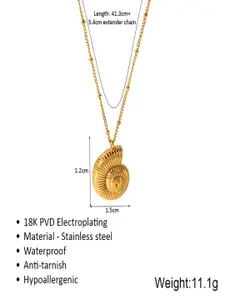 AQUASTREET 18K Gold Plated Waterproof Anti-Tarnish Snail Shell Pendant Necklace